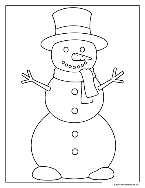 Schneemann Ausmalbild 9 - kostenlos zum Ausdrucken
