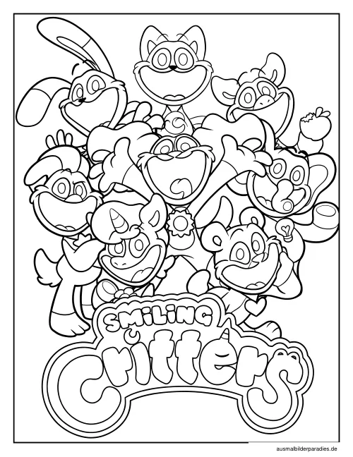 Smiling Critters Ausmalbilder kostenlos zum Ausdrucken