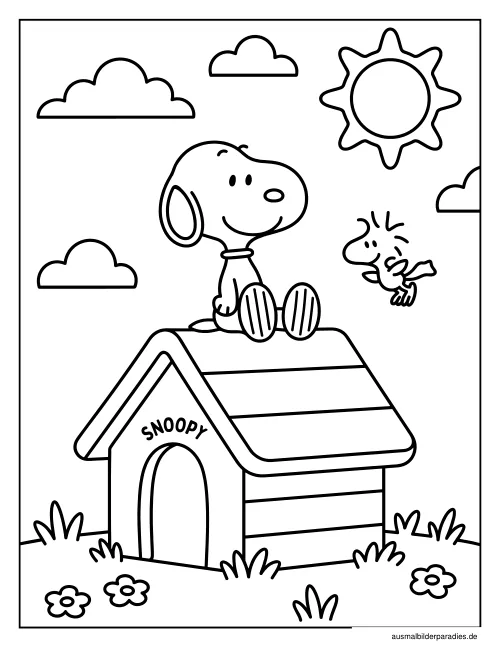 Snoopy Ausmalbild 2 - kostenlos zum Ausdrucken
