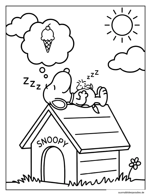 Snoopy Ausmalbild 28 - kostenlos zum Ausdrucken