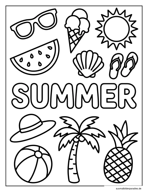 Sommer Ausmalbild 15 - kostenlos zum Ausdrucken