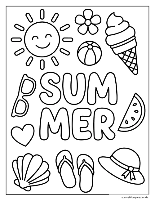 Sommer Ausmalbild 27 - kostenlos zum Ausdrucken