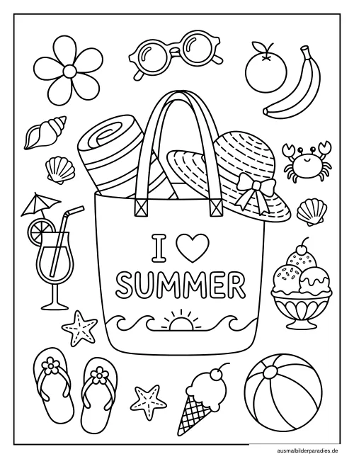 Sommer Ausmalbild 33 - kostenlos zum Ausdrucken