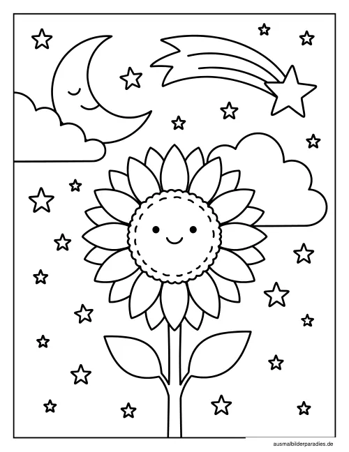 Sonnenblume Ausmalbild 10 als Gratis-PDF Sonnenblume Ausmalbild 10 - kostenlos zum Ausdrucken