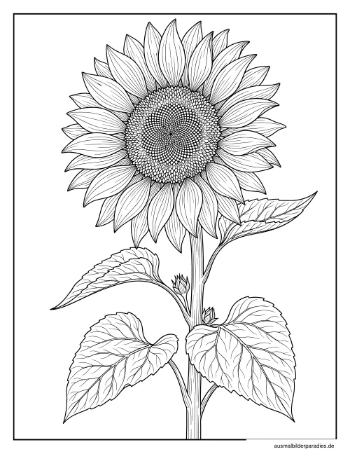 Sonnenblume Ausmalbild 15 als Gratis-PDF Sonnenblume Ausmalbild 15 - kostenlos zum Ausdrucken