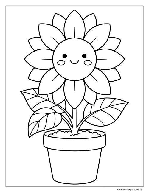 Sonnenblume Ausmalbild 2 als Gratis-PDF Sonnenblume Ausmalbild 2 - kostenlos zum Ausdrucken