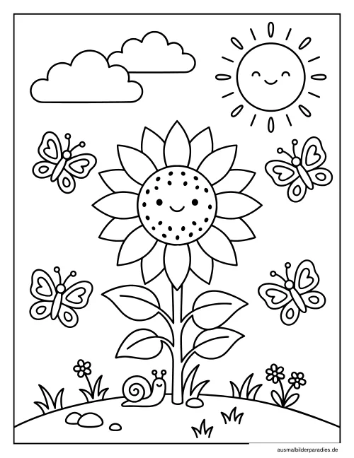 Sonnenblume Ausmalbild 22 als Gratis-PDF Sonnenblume Ausmalbild 22 - kostenlos zum Ausdrucken