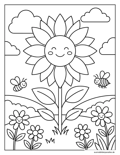 Sonnenblume Ausmalbild 23 als Gratis-PDF Sonnenblume Ausmalbild 23 - kostenlos zum Ausdrucken