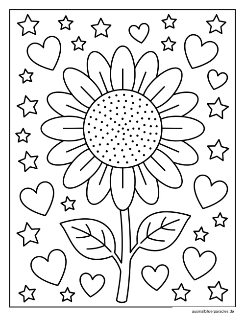 Sonnenblume Ausmalbild 24 als Gratis-PDF Sonnenblume Ausmalbild 24 - kostenlos zum Ausdrucken