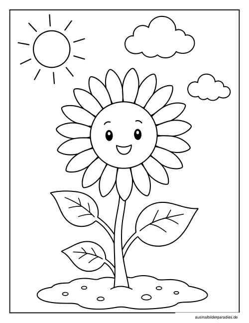 Sonnenblume Ausmalbild 25 als Gratis-PDF Sonnenblume Ausmalbild 25 - kostenlos zum Ausdrucken