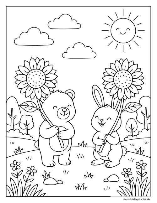 Sonnenblume Ausmalbild 27 als Gratis-PDF Sonnenblume Ausmalbild 27 - kostenlos zum Ausdrucken