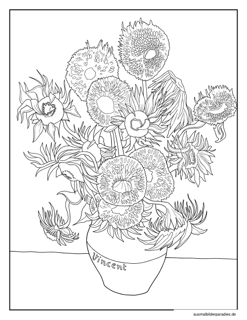 Sonnenblume Ausmalbild 30 als Gratis-PDF Sonnenblume Ausmalbild 30 - kostenlos zum Ausdrucken