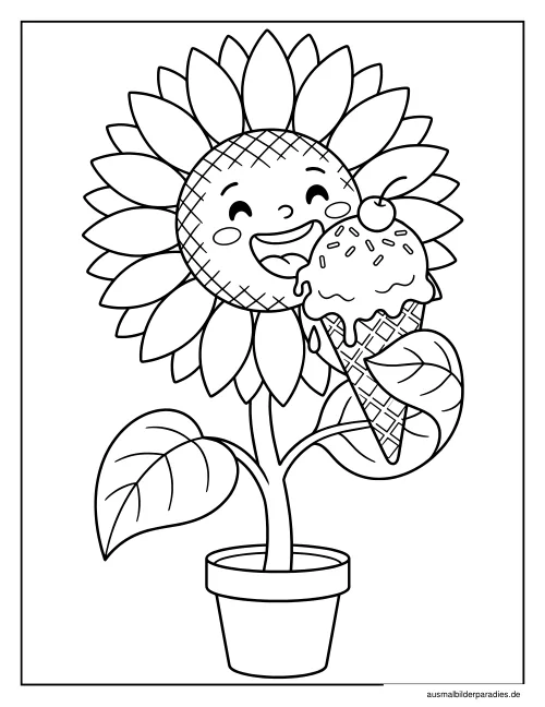 Sonnenblume Ausmalbild 4 als Gratis-PDF Sonnenblume Ausmalbild 4 - kostenlos zum Ausdrucken