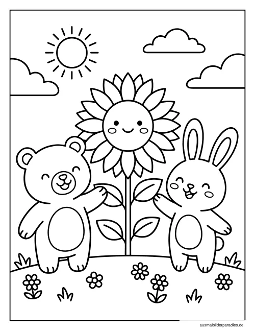 Sonnenblume Ausmalbild 5 als Gratis-PDF Sonnenblume Ausmalbild 5 - kostenlos zum Ausdrucken