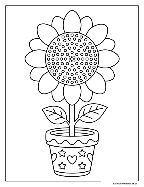 Sonnenblume Ausmalbild 7 als Gratis-PDF Sonnenblume Ausmalbild 7 - kostenlos zum Ausdrucken