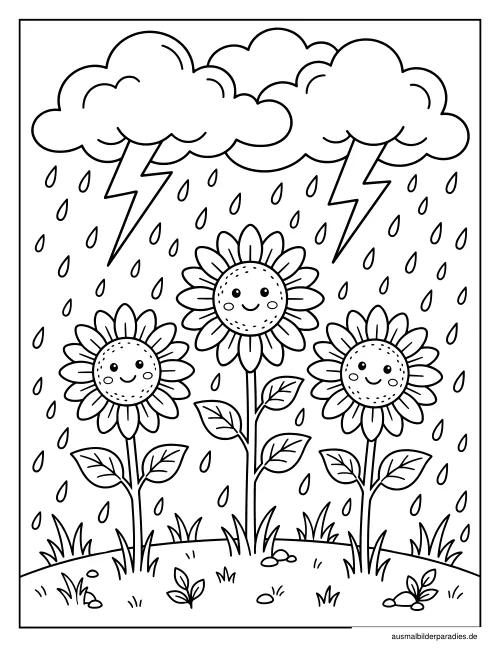 Sonnenblume Ausmalbild 9 als Gratis-PDF Sonnenblume Ausmalbild 9 - kostenlos zum Ausdrucken