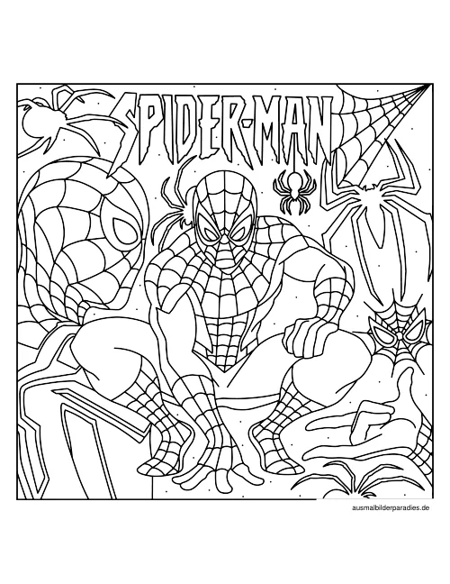 Spider-Man Ausmalbild 2 als Gratis-PDF Spider-Man Ausmalbild 2 - kostenlos zum Ausdrucken
