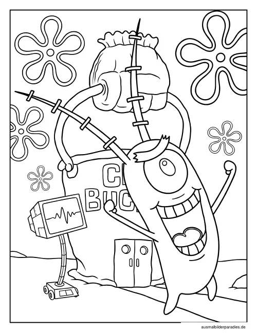 SpongeBob Ausmalbild 13 als Gratis-PDF SpongeBob Ausmalbild 13 - kostenlos zum Ausdrucken