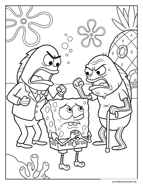 SpongeBob Ausmalbild 2 als Gratis-PDF SpongeBob Ausmalbild 2 - kostenlos zum Ausdrucken