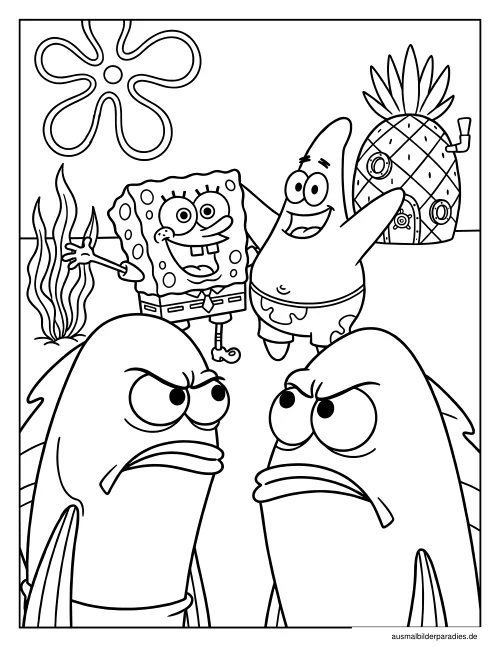 SpongeBob Ausmalbild 3 als Gratis-PDF SpongeBob Ausmalbild 3 - kostenlos zum Ausdrucken