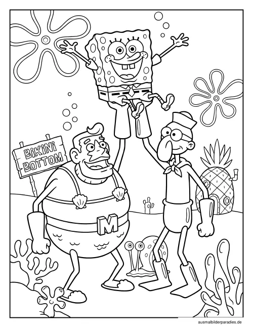 SpongeBob Ausmalbild 8 als Gratis-PDF SpongeBob Ausmalbild 8 - kostenlos zum Ausdrucken