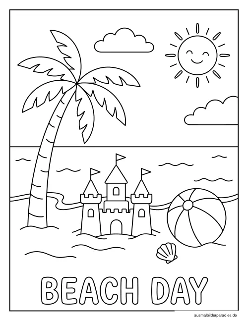 Strand Ausmalbild 11 - kostenlos zum Ausdrucken