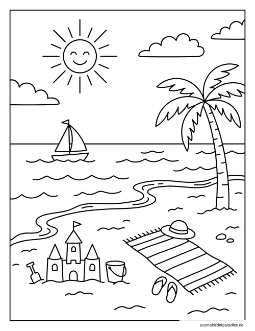 Strand Ausmalbild 12 - kostenlos zum Ausdrucken