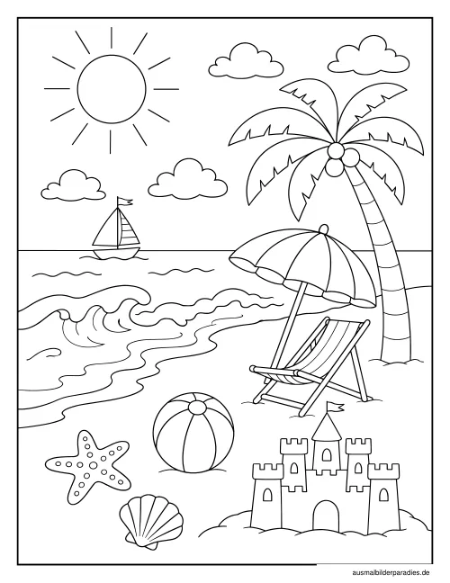 Strand Ausmalbild 26 - kostenlos zum Ausdrucken