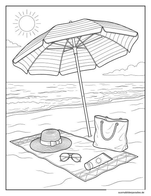 Strand Ausmalbild 3 - kostenlos zum Ausdrucken