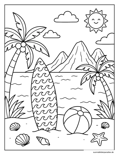 Strand Ausmalbild 31 - kostenlos zum Ausdrucken
