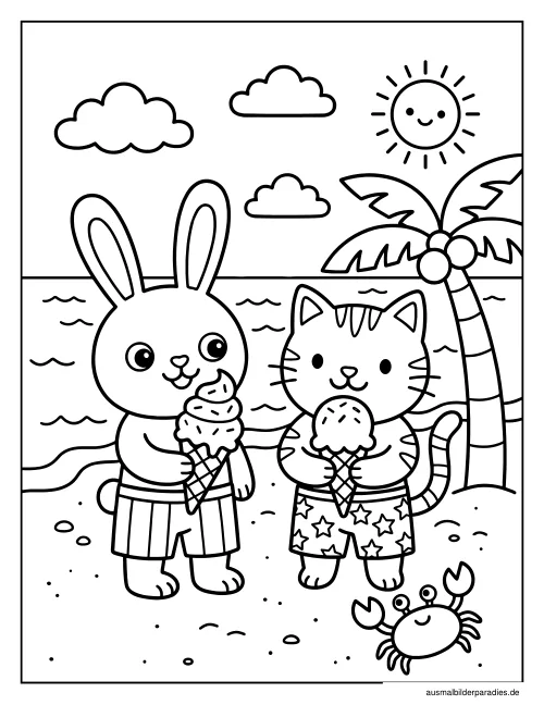 Strand Ausmalbild 8 - kostenlos zum Ausdrucken