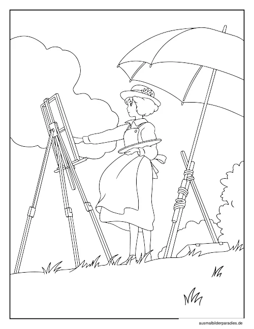 Studio Ghibli Ausmalbild 14 als Gratis-PDF Studio Ghibli Ausmalbild 14 - kostenlos zum Ausdrucken