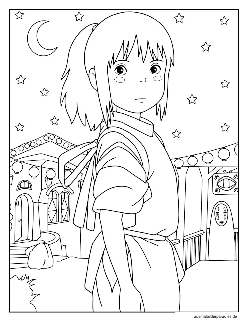 Studio Ghibli Ausmalbild 4 als Gratis-PDF Studio Ghibli Ausmalbild 4 - kostenlos zum Ausdrucken