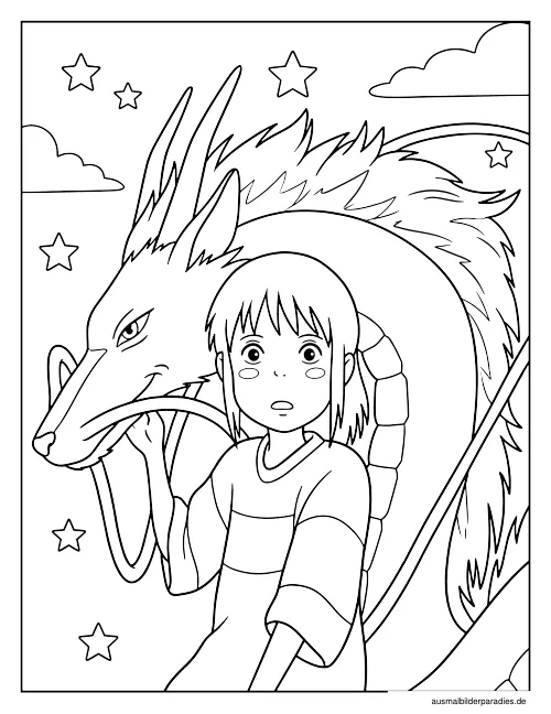 Studio Ghibli Ausmalbild 5 als Gratis-PDF Studio Ghibli Ausmalbild 5 - kostenlos zum Ausdrucken