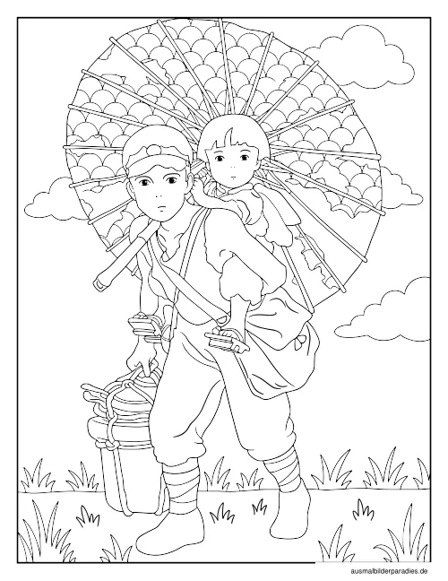 Studio Ghibli Ausmalbild 6 als Gratis-PDF Studio Ghibli Ausmalbild 6 - kostenlos zum Ausdrucken