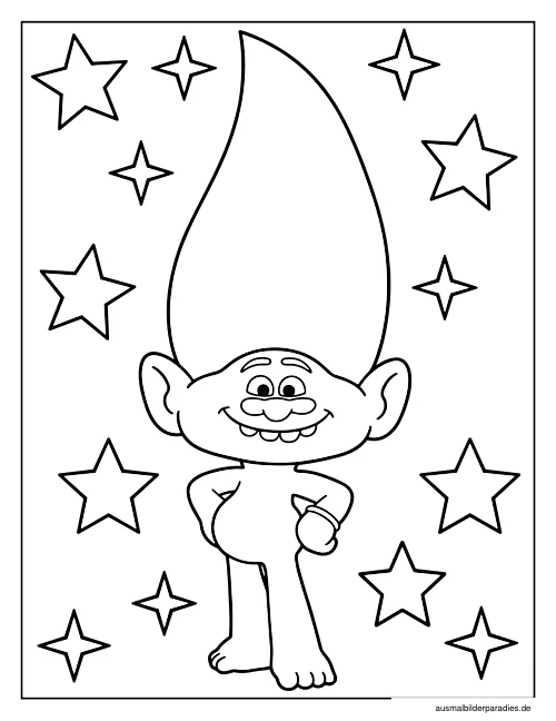 Trolls Ausmalbild 12 als Gratis-PDF Trolls Ausmalbild 12 - kostenlos zum Ausdrucken
