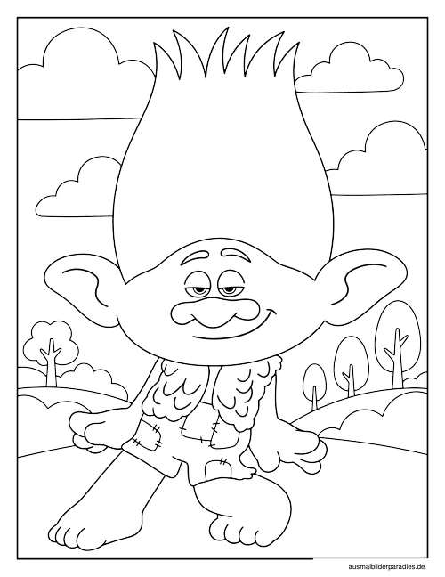 Trolls Ausmalbild 3 als Gratis-PDF Trolls Ausmalbild 3 - kostenlos zum Ausdrucken
