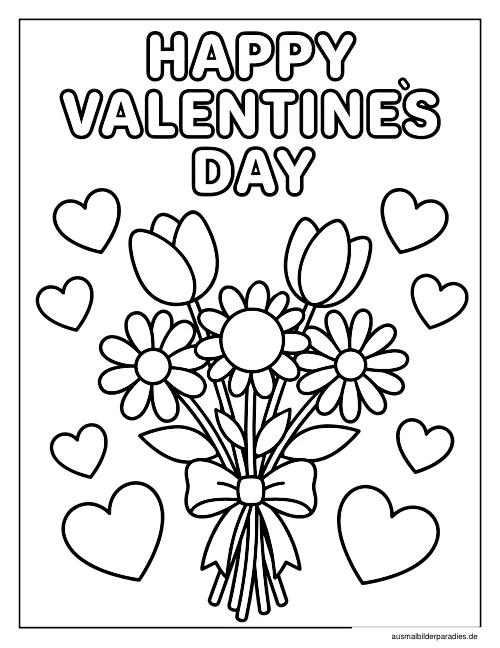 Valentinstag Ausmalbild 3 - kostenlos zum Ausdrucken