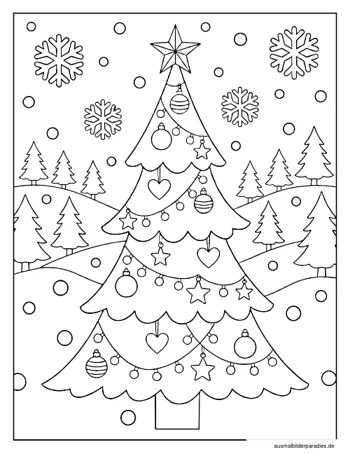 Weihnachtsbaum Ausmalbild 12 als Gratis-PDF Weihnachtsbaum Ausmalbild 12 - kostenlos zum Ausdrucken