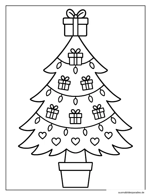Weihnachtsbaum Ausmalbild 3 als Gratis-PDF Weihnachtsbaum Ausmalbild 3 - kostenlos zum Ausdrucken