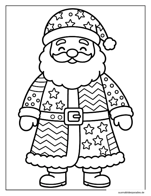 Weihnachtsmann Ausmalbild 16 - kostenlos zum Ausdrucken