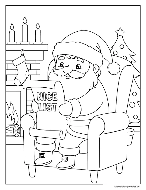 Weihnachtsmann Ausmalbild 18 - kostenlos zum Ausdrucken