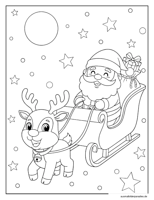 Weihnachtsmann Ausmalbild 19 - kostenlos zum Ausdrucken