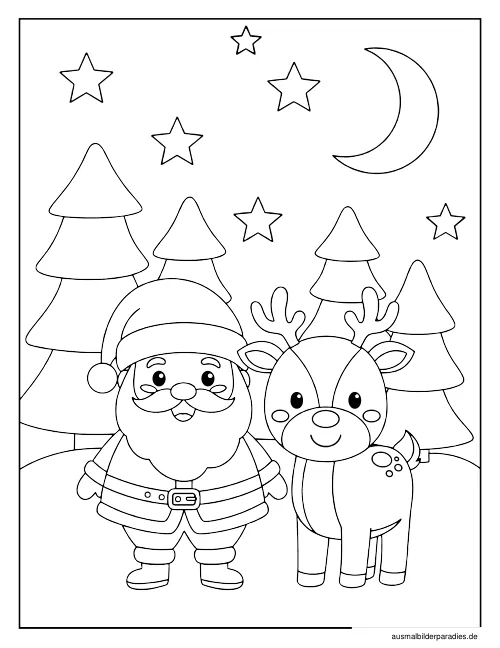 Weihnachtsmann Ausmalbild 2 - kostenlos zum Ausdrucken