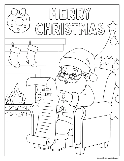 Weihnachtsmann Ausmalbild 20 - kostenlos zum Ausdrucken