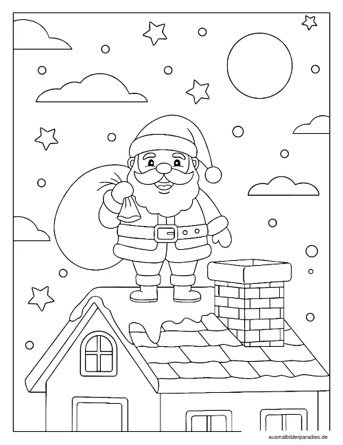Weihnachtsmann Ausmalbild 26 - kostenlos zum Ausdrucken
