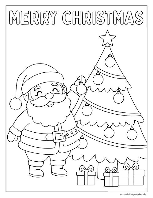 Weihnachtsmann Ausmalbild 3 - kostenlos zum Ausdrucken