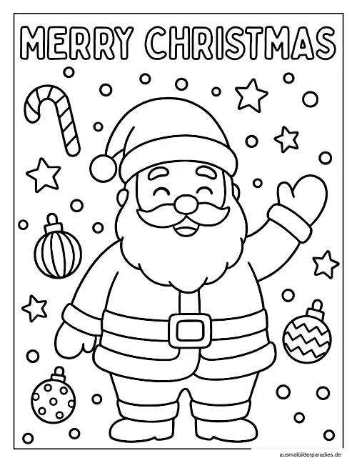 Weihnachtsmann Ausmalbild 6 - kostenlos zum Ausdrucken