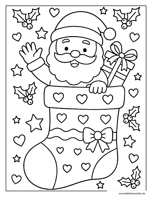 Weihnachtsmann Ausmalbild 8 - kostenlos zum Ausdrucken