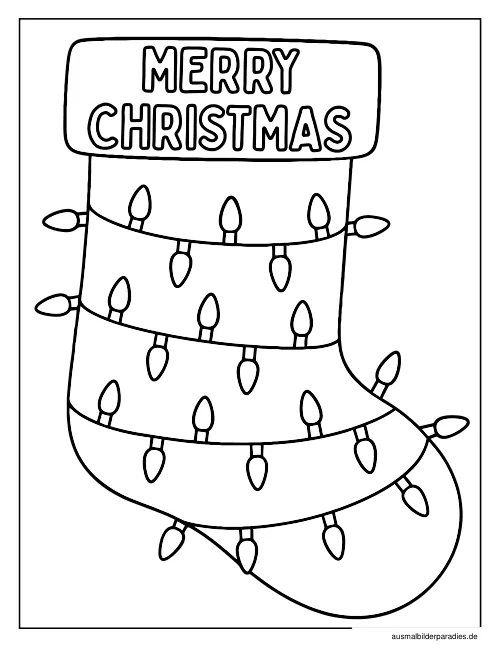 Weihnachtsstrumpf Ausmalbild 10 - kostenlos zum Ausdrucken